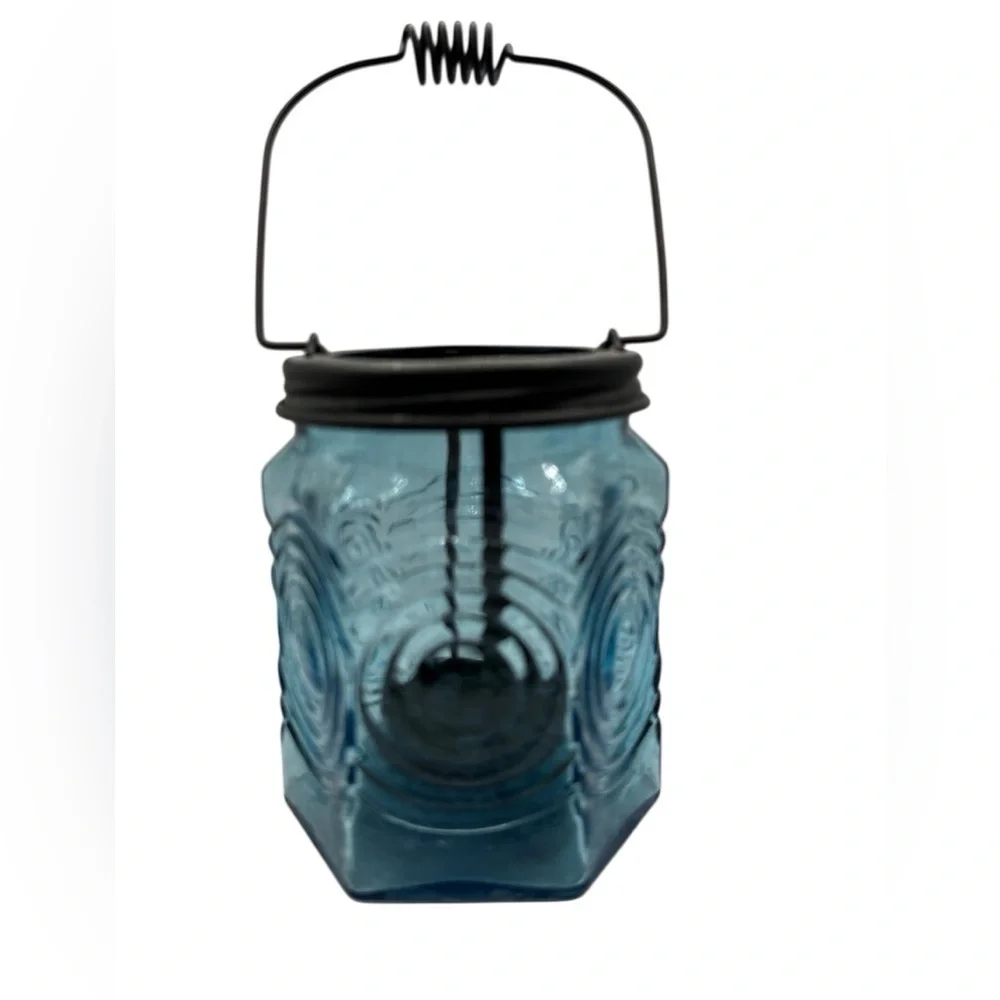 PartyLite Blue Glass Lantern Candle Holder